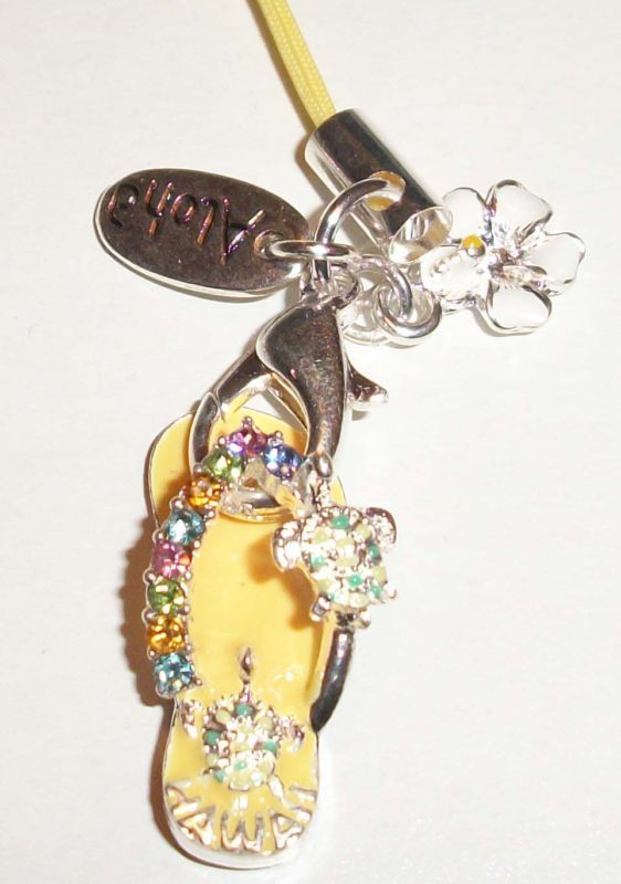 Turtle Yellow Cell Phone Strap Charm Flip Flop Hawaiian  