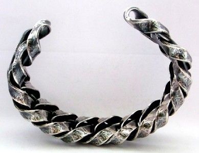 BALI WEAVE STERLING SILVER BANGLE BRACELET FREE SIZE  