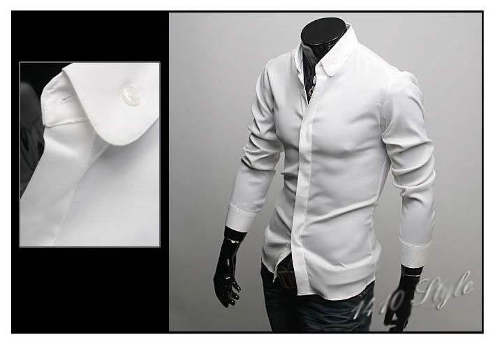 Mens Casual Slim Fit Dress Shirts 2 color 3 size C58  