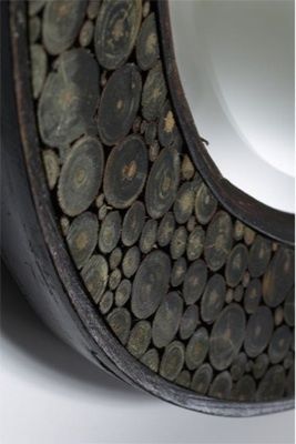 Rustic Round Wood Mirror   