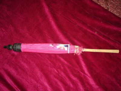 Pink ORIENTAL PAINTED PARASOL UMBRELLA bamboo silk  