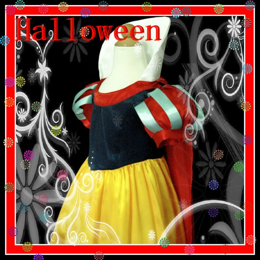 Snow White Princess Girls Dress Costume Age 3 4 5 6 7 8  