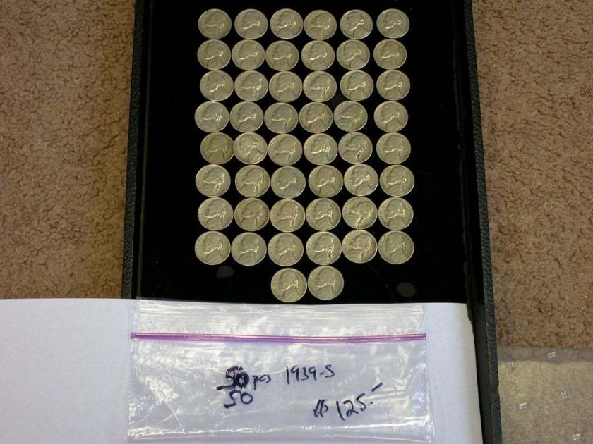 FIFTY PIECE 1939 S JEFFERSON NICKEL LOT ID#A758  