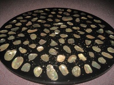   Vintage Large Lucite Abalone Shell Lazy Susan Turning Table Top  