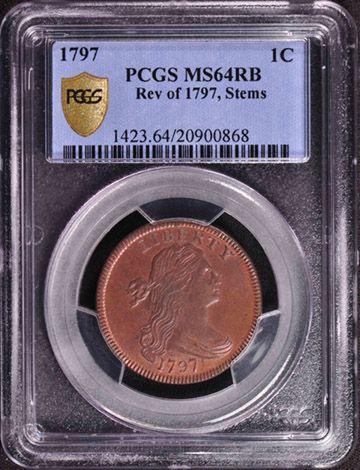 1797 DRAPED BUST 1C PCGS MS 64 RB  