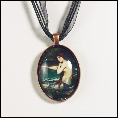 BEAUTIFUL MERMAID Pendant Necklace J W WATERHOUSE SIREN  