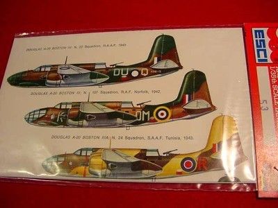 72 WWII ALLIED A 20 BOSTON HAVOC HUDSON Decal Sheet  