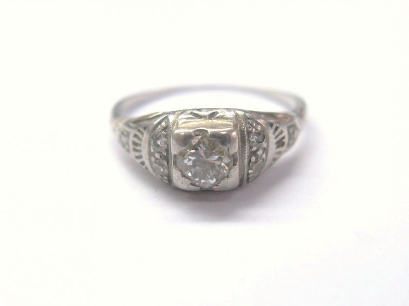 Fine Vintage Old European Cut Diamond Ring Plat .35CT  