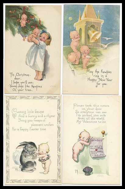 45 YR COLLECTION KEWPIE POSTCARDS ROSE ONEILL   RARE  