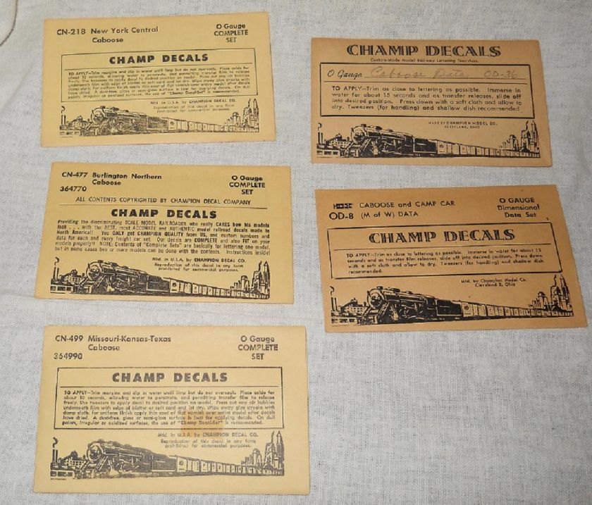    Champ Decals 5 pks Caboose (CN 218, CN 477, CN 499, OD 8, OD 36