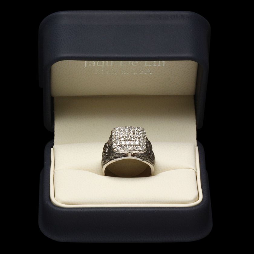 7800 CERTIFIED 14K WHITE GOLD 2.00CT DIAMOND MENS RING +  