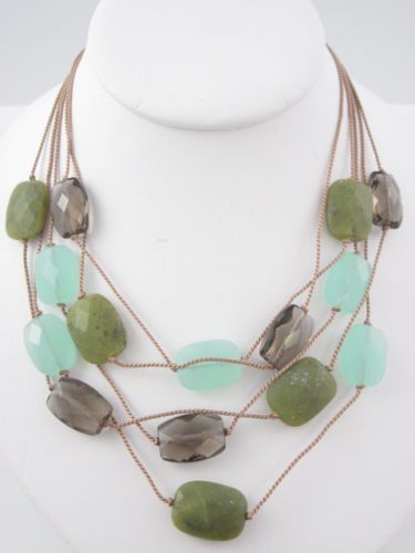 NEW MARLYN SCHIFF Multi Strand Chalcedony Necklace  