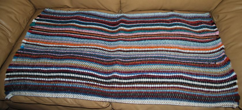 Handmade Rag Rug Loom Rugs 43 x 22 Multi Color NICE  