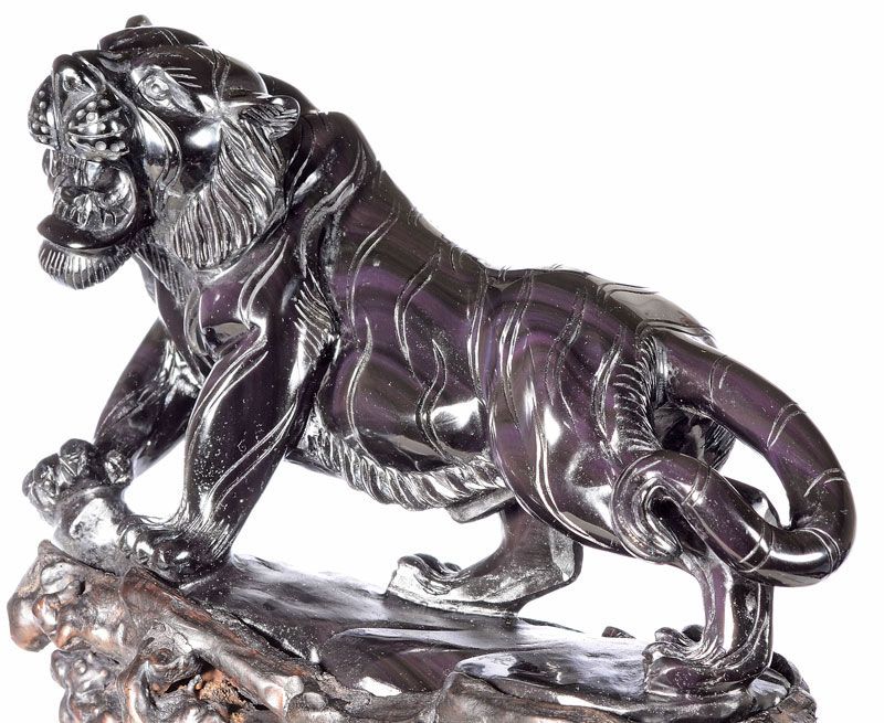 Rainbow Obsidian TIGER Sculpture/Carving #Q59  