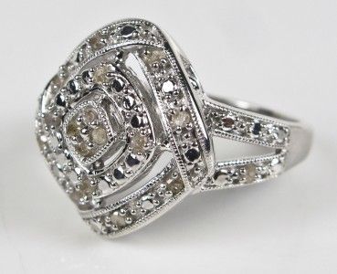 Estate Designer Genuine Diamond 925 Silver Sterling Ring, 4.6g, Size 7 