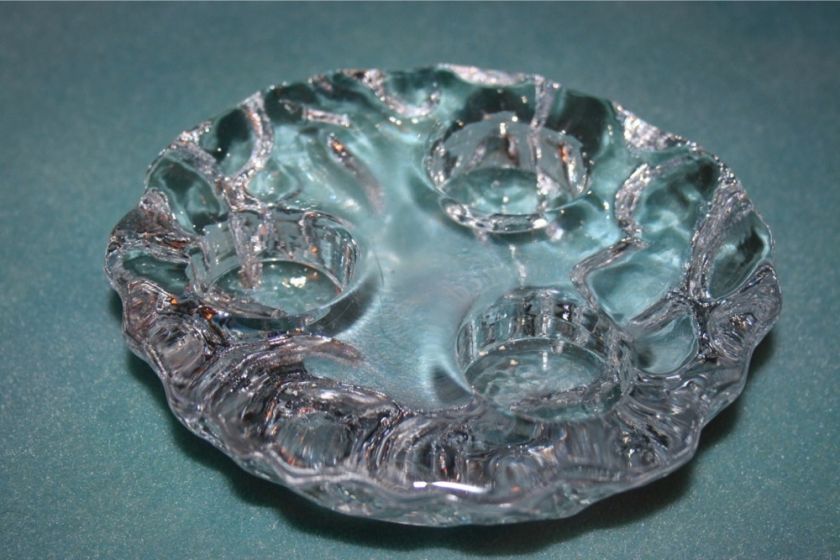 Orrefors Crystal Tea Light Candle Holder   Holds 3  