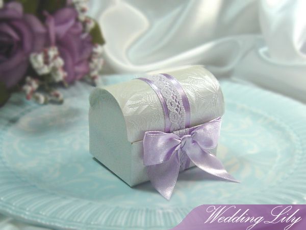 100 Purple Wedding Bomboniere Favor Box, Treasure Chest  