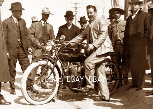 PANCHO VILLA REVOLUCION MEXICANA REBELDE BANDIDO INDIAN MOTOCICLETA 