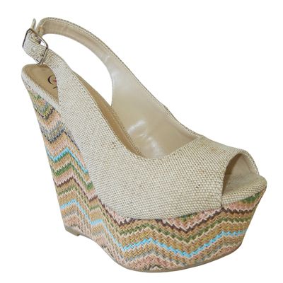 Chic Peep Toe Multi Color Weave Wraps Wedge Platform Pump w Linen 