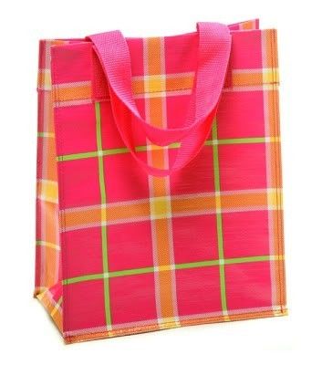 New DRUG STORE TOTE BOOK BAG Lilly Pink Green Plaid Eco  