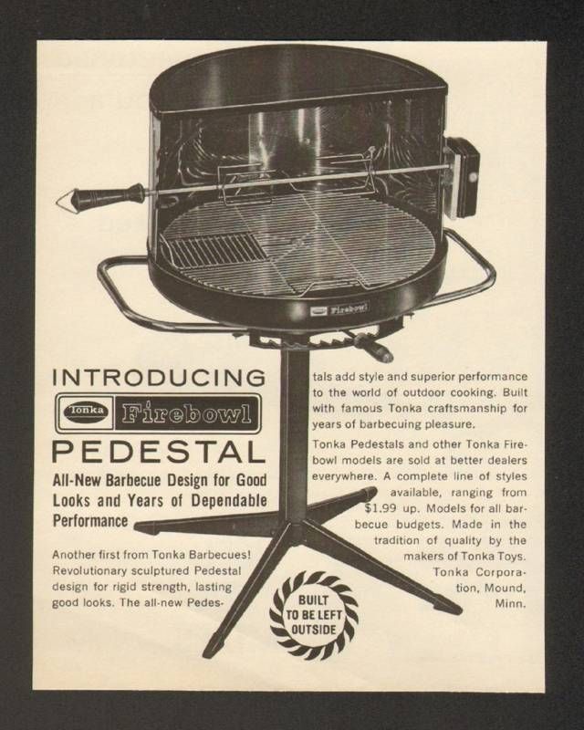 1967 Tonka Firebowl Pedestal Barbecue Grill Print Ad  