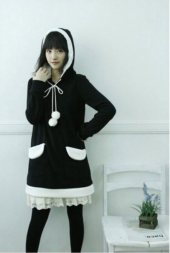   hoodie Japan victoria Angel Wings pullover Korean Lolita BLACK  