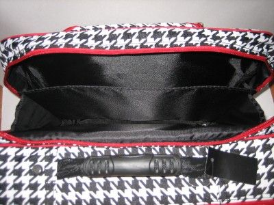 RED HOUNDS TOOTH 17 INCH LAPTOP ROLLING BAG W/ STRAP  