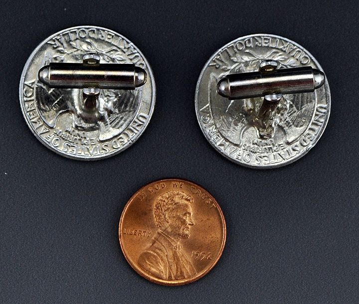 1964 Silver American Quarter Cufflinks Sterling Toggle  