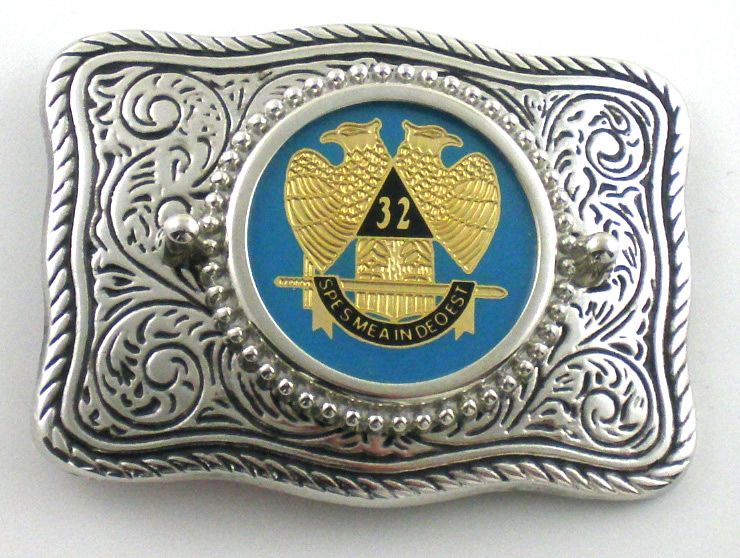 Scottish Rite 32nd Degree Wings Down Mens Belt Buckle  