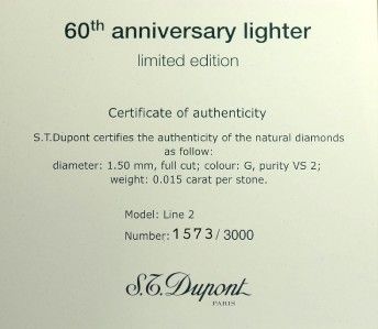 ST DUPONT SOLITAIRE 60 ANNIVERSARY L2 LIGHTER BNIB  