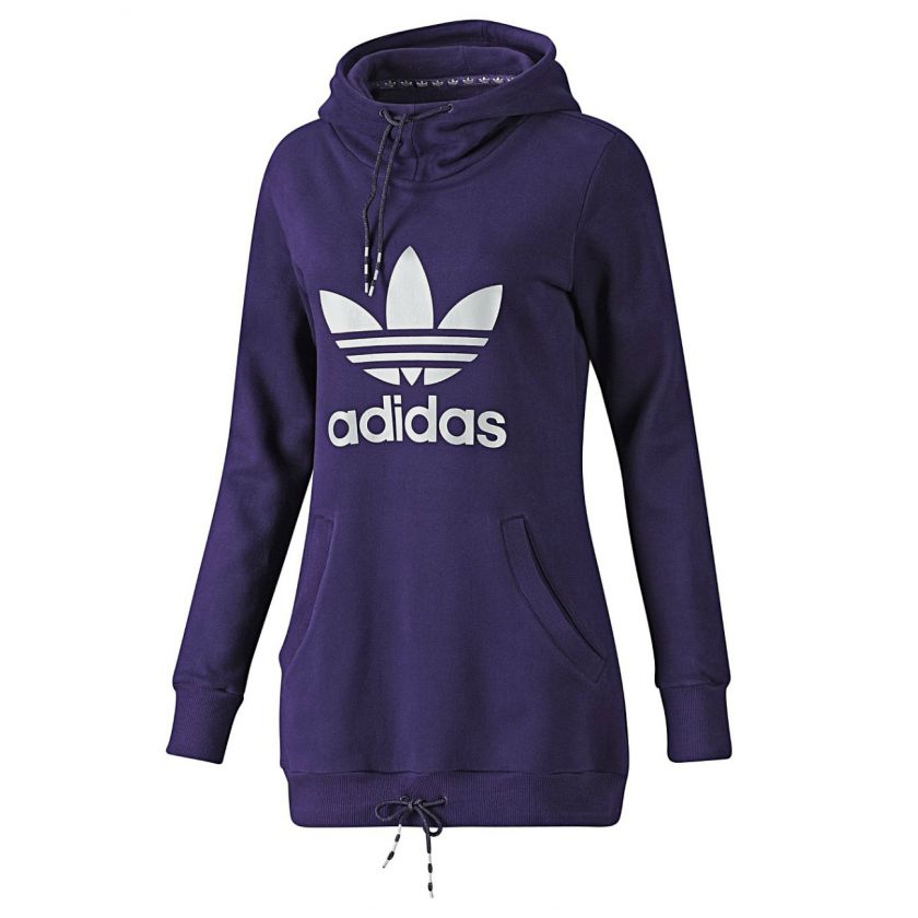 ADIDAS ORIGINALS WOMENS LONG HOODY PURPLE SIZE 8   16 BNWT LONG SWEAT 