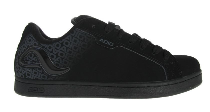  ADIO EUGENE BLACKBLACK SUEDE FAT TONGUE & FOOTBED SKATE BOARD SHOE 