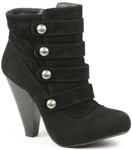 Black Military Button Bootie Ankle Boot 10 us BAMBOO  