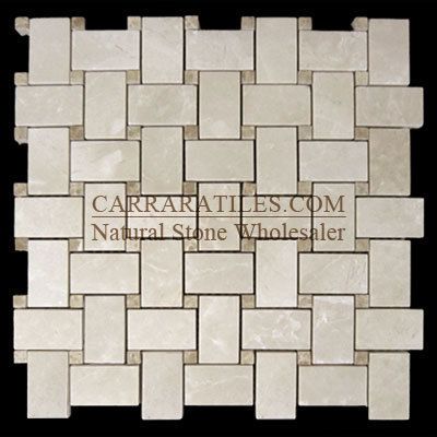 BASKETWEAVE TILE MOSAIC BOTTICINO MARBLE POLISHED  