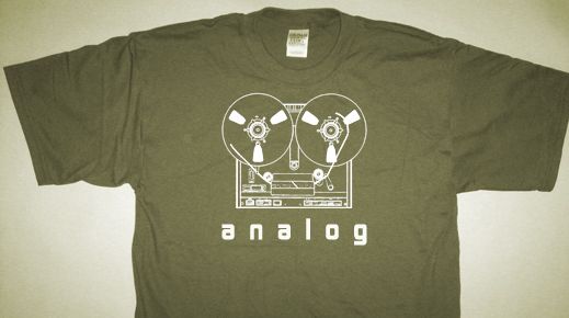 ANALOG Audio T Shirt/Retro/Tascam/Reel/Military Green  