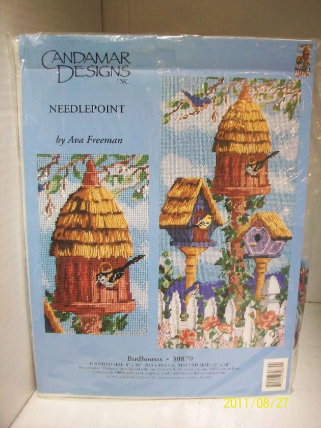 CANDAMAR NEEDLEPOINT KIT BIRDHOUSES 8X16 AVA FREEMAN  