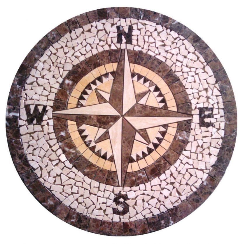 Floor marble medallion travertine tile mosaic 32 compass rose 