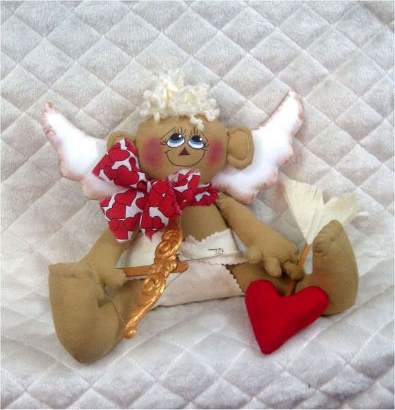 Primitive Valentines Cupid Shelf Sitter PATTERN #331♥  