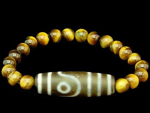 Eyes Dzi Bead With 8 Mm TigerS Eye Bracelet  