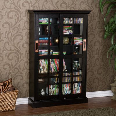 Newton Sliding Door CD DVD Media Storage Cabinet Black  