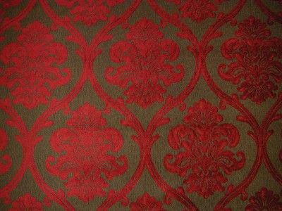 Designer Fabric Damask Chenille Red Upholstery Curtain  