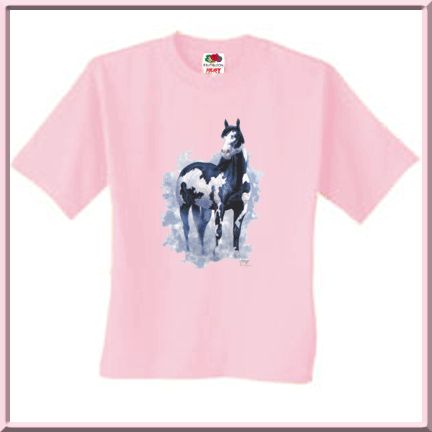 CHUCK DEHAAN Black Overo Horse T Shirt S,M,L,XL,2X,3X  