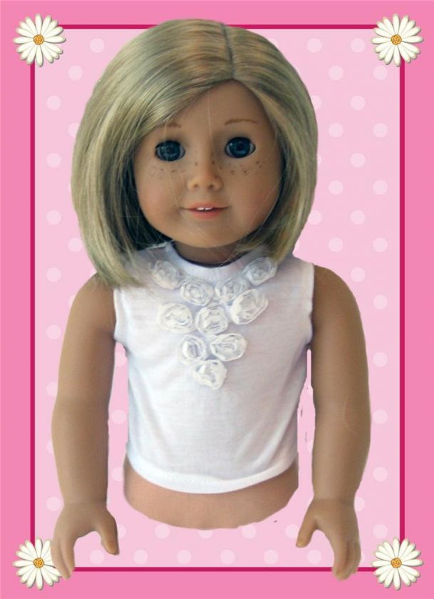 Doll Clothes Shirt Sleeveless White w/flowers fits American Girl & 18 