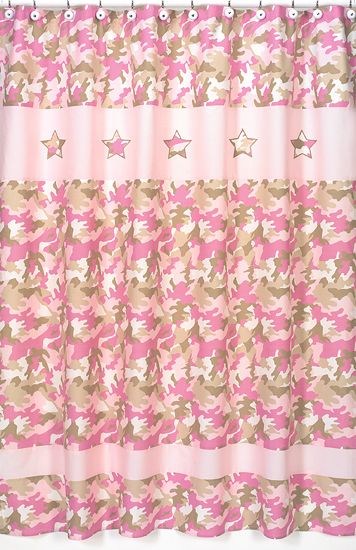 JOJO DESIGNS CAMO CAMOFLAUGE PINK FABRIC SHOWER CURTAIN  