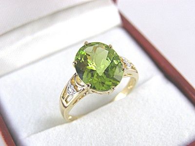 Peridot & Diamond Accent Ring 3.30ct 10k Size 7 Resizable 5.5 8.5 