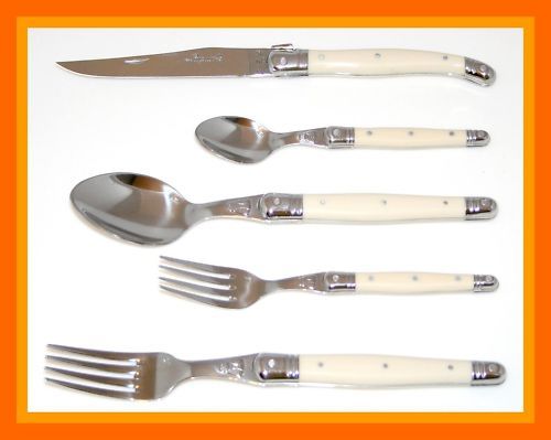 Laguiole Dubost 25/10 flatware cutlery set IVORY color  