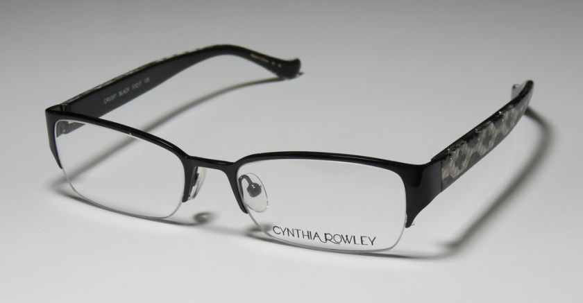 NEW CYNTHIA ROWLEY 397 51 17 135 SQUARE PATTERN BLACK/SILVER EYEGLASS 