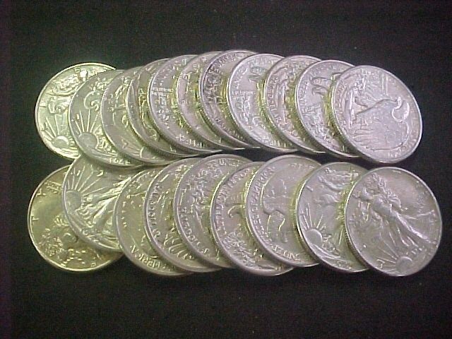 1940s WALKING LIBERTY HALF DOLLAR ROLL (20) ALL AU/BU ALMOST 