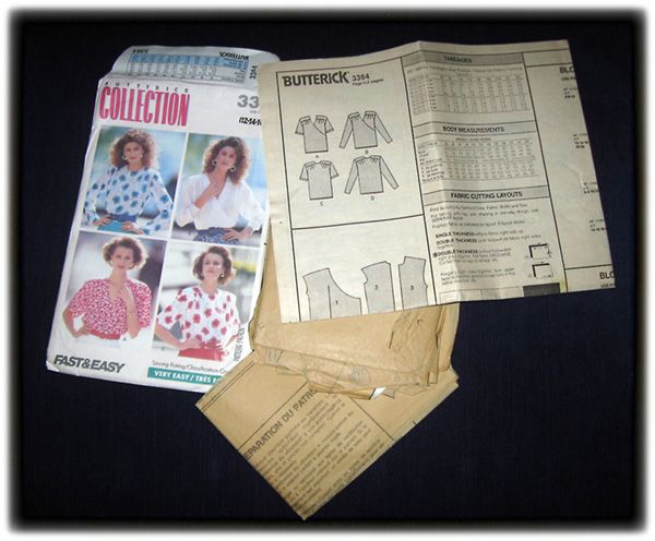   COLLECTION 4 BLOUSES Classic Vintage Sewing Patterns #3364 Fast & Easy