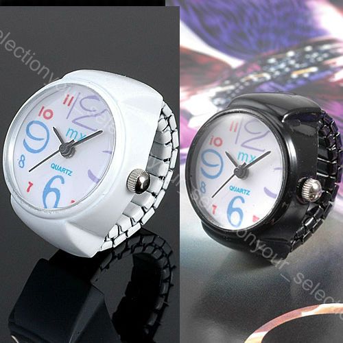   Cartoon White Black Ladies Women Girls Finger Ring Watch  